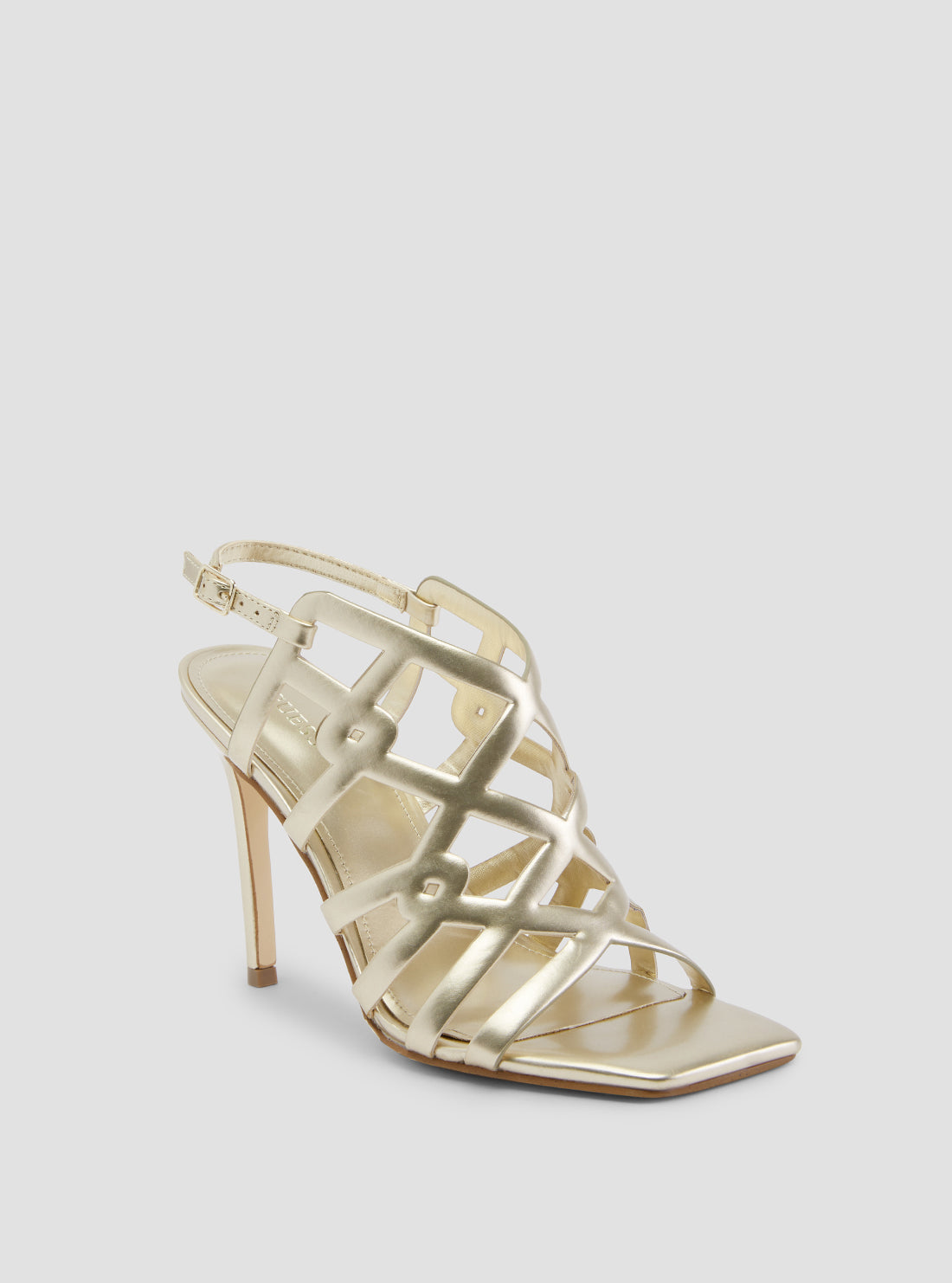GUESS Women's Gold Teama Strappy High Heels TEAMA Front View