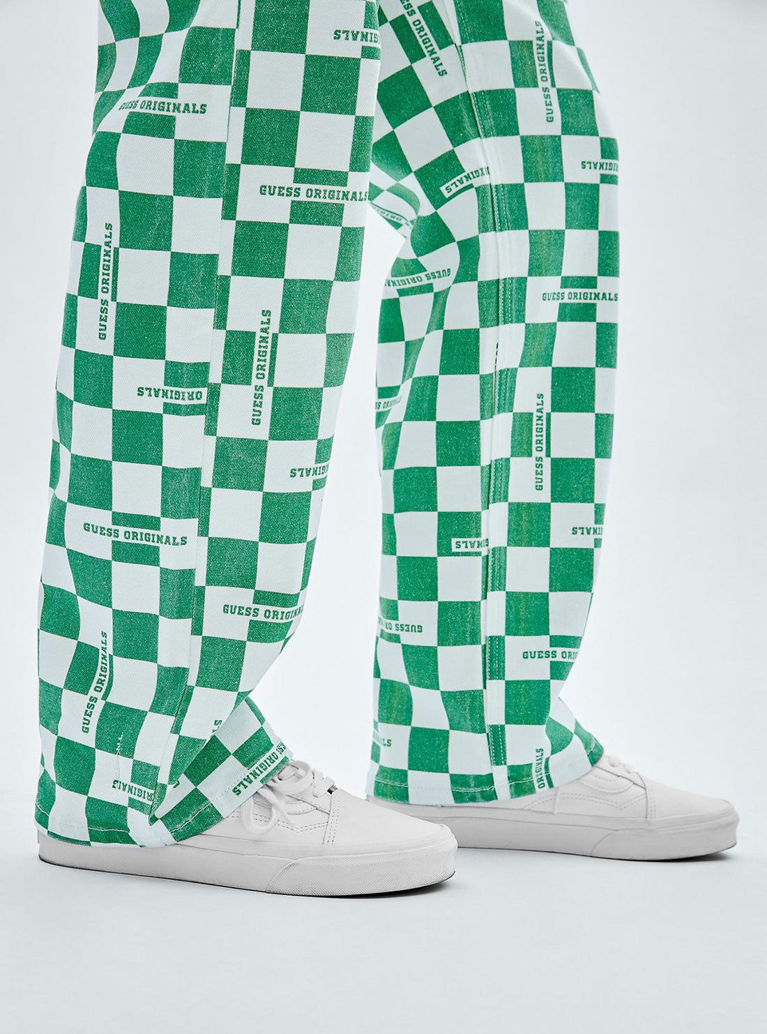 GUESS Women's Guess Originals Green Checkered Carpenter Pants W2YG10D4RG0 Bottom View