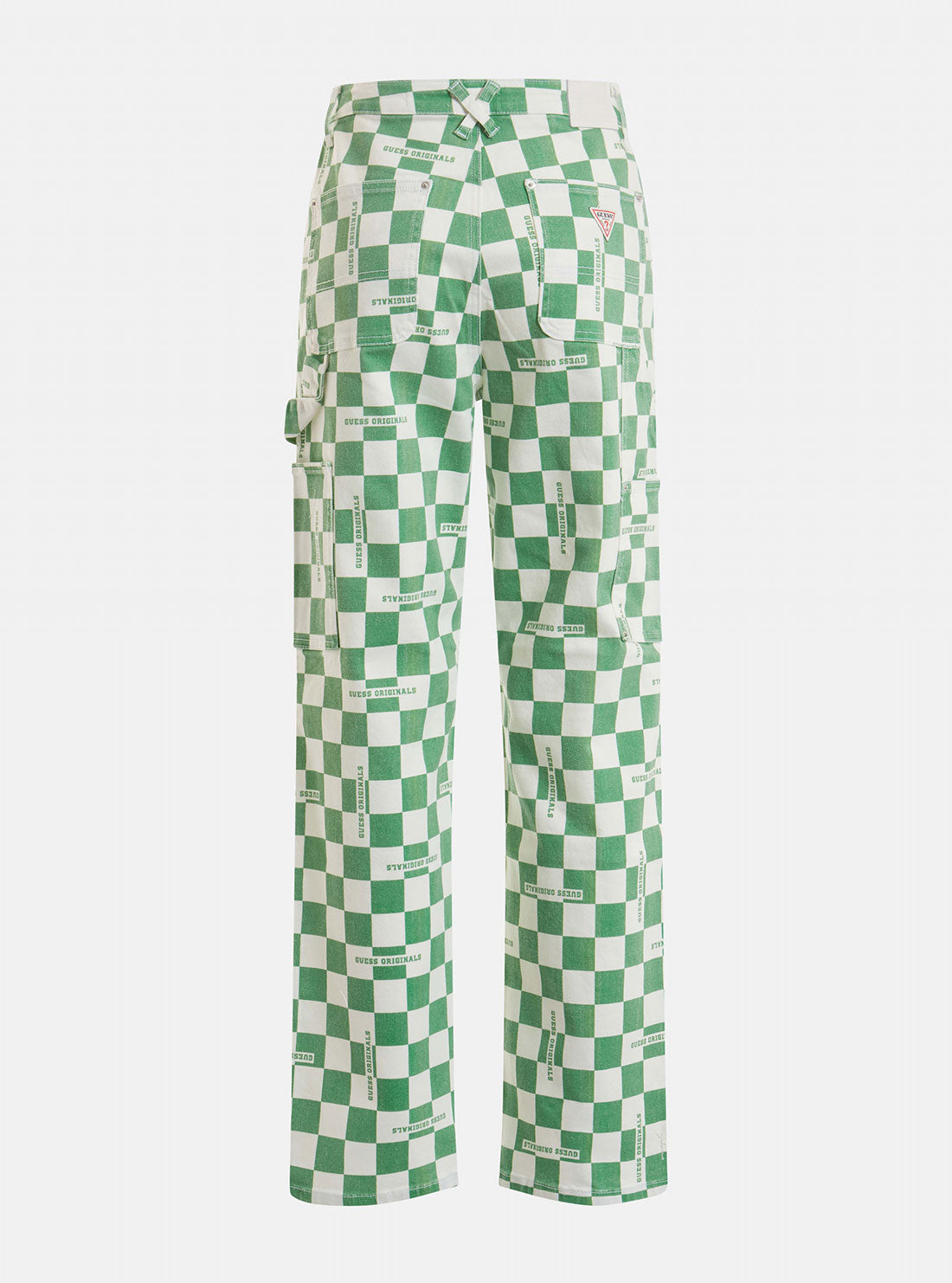 GUESS Women's Guess Originals Green Checkered Carpenter Pants W2YG10D4RG0 Ghost Back View