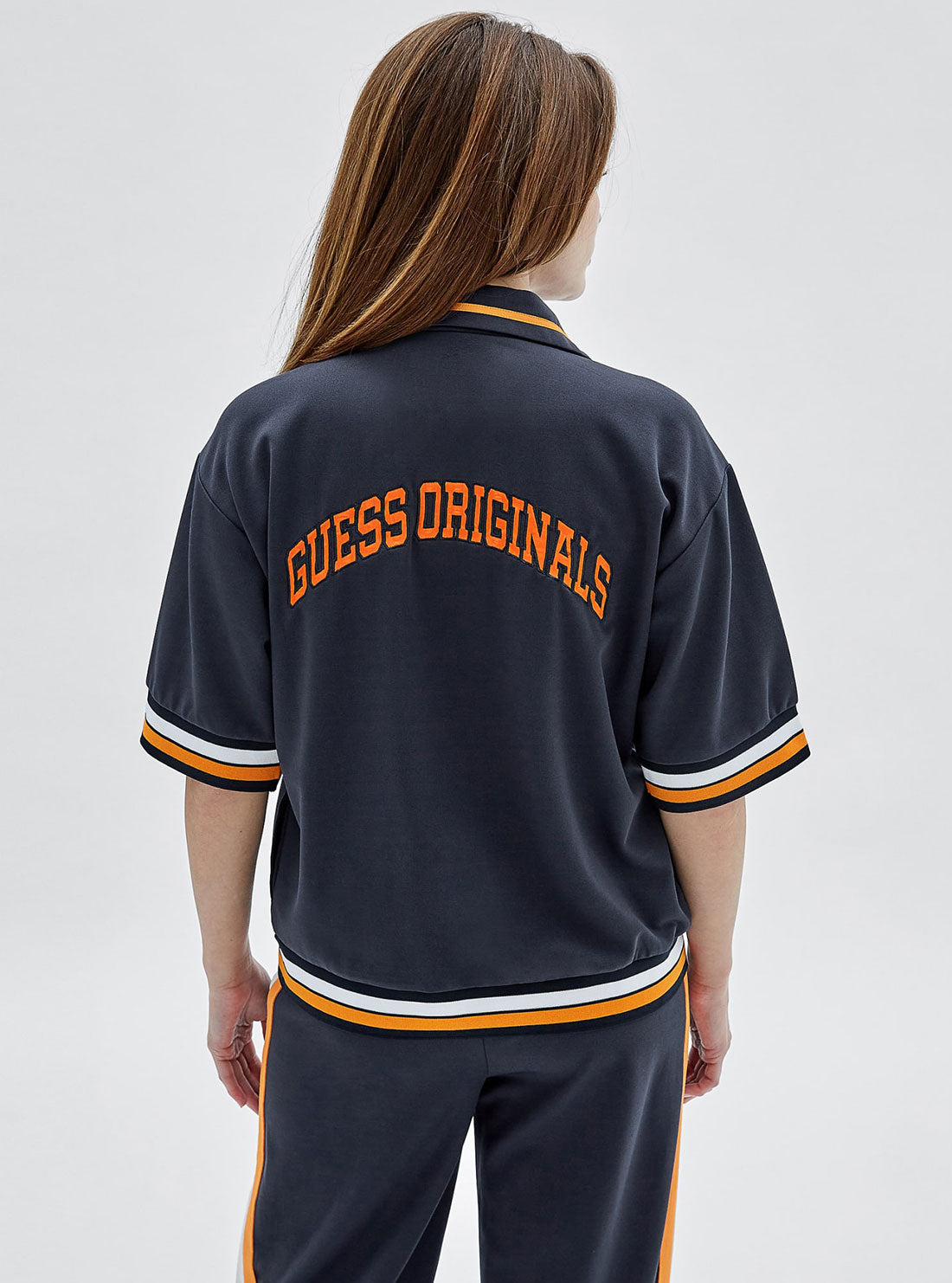 GUESS Women's Guess Originals Navy Virsa Track Shirt W2YP39K7PU0 Back View