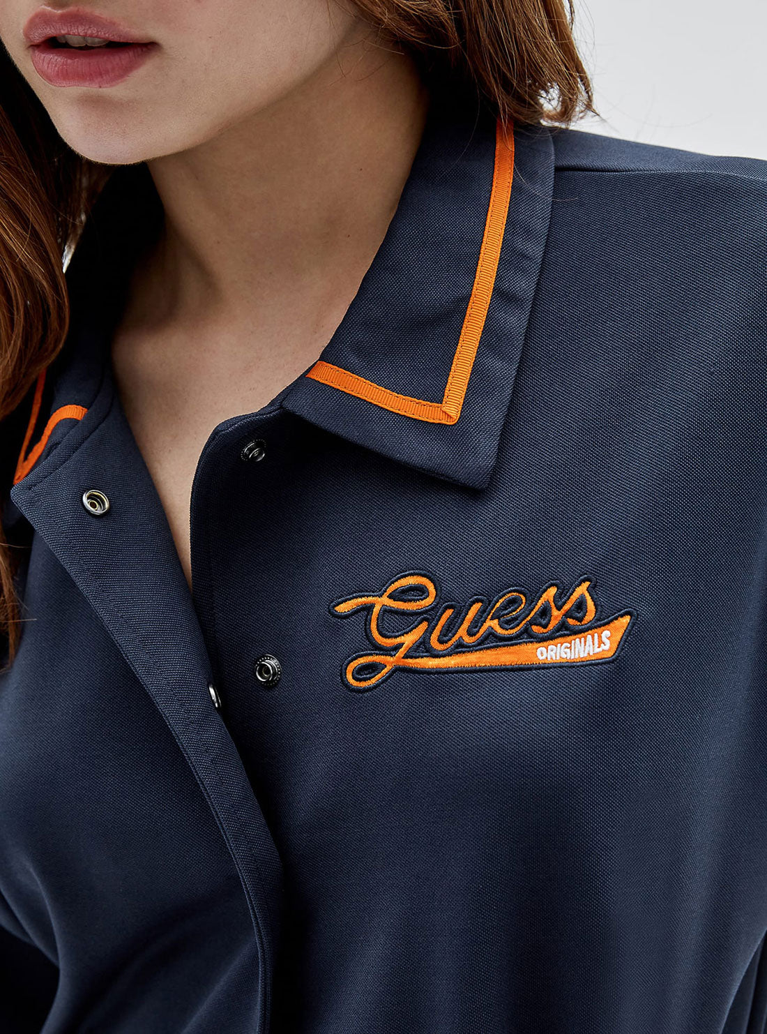 GUESS Women's Guess Originals Navy Virsa Track Shirt W2YP39K7PU0 Detail View