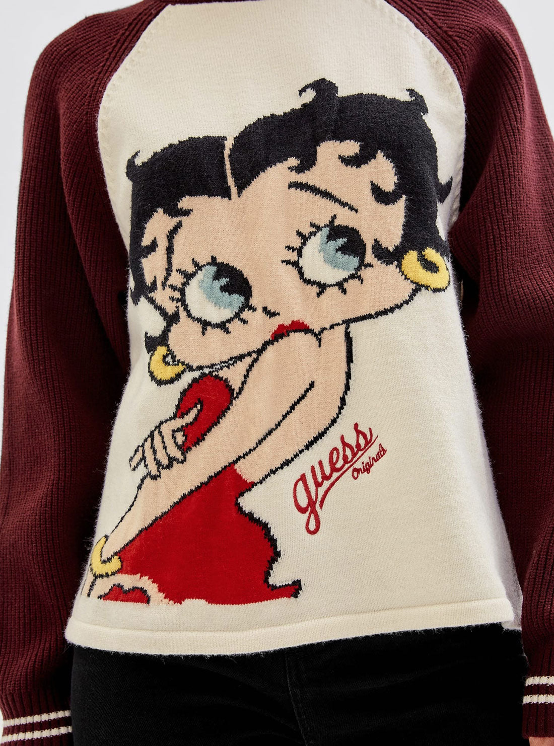 GUESS Women's Guess Originals x Betty Boop Vino Intarsia Knit Top W2BR02Z3120 Detail View
