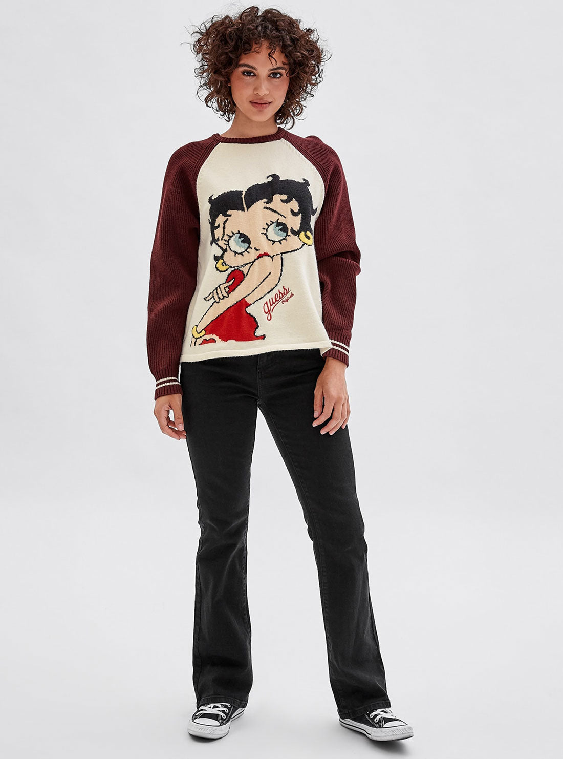 GUESS Women's Guess Originals x Betty Boop Vino Intarsia Knit Top W2BR02Z3120 Full View