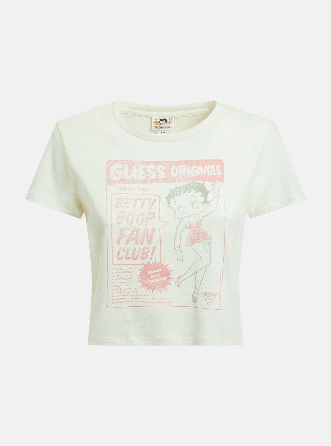 GUESS Women's Guess Originals x Betty Boop White Cropped Baby T-Shirt W2BP08K9RM3 Ghost View