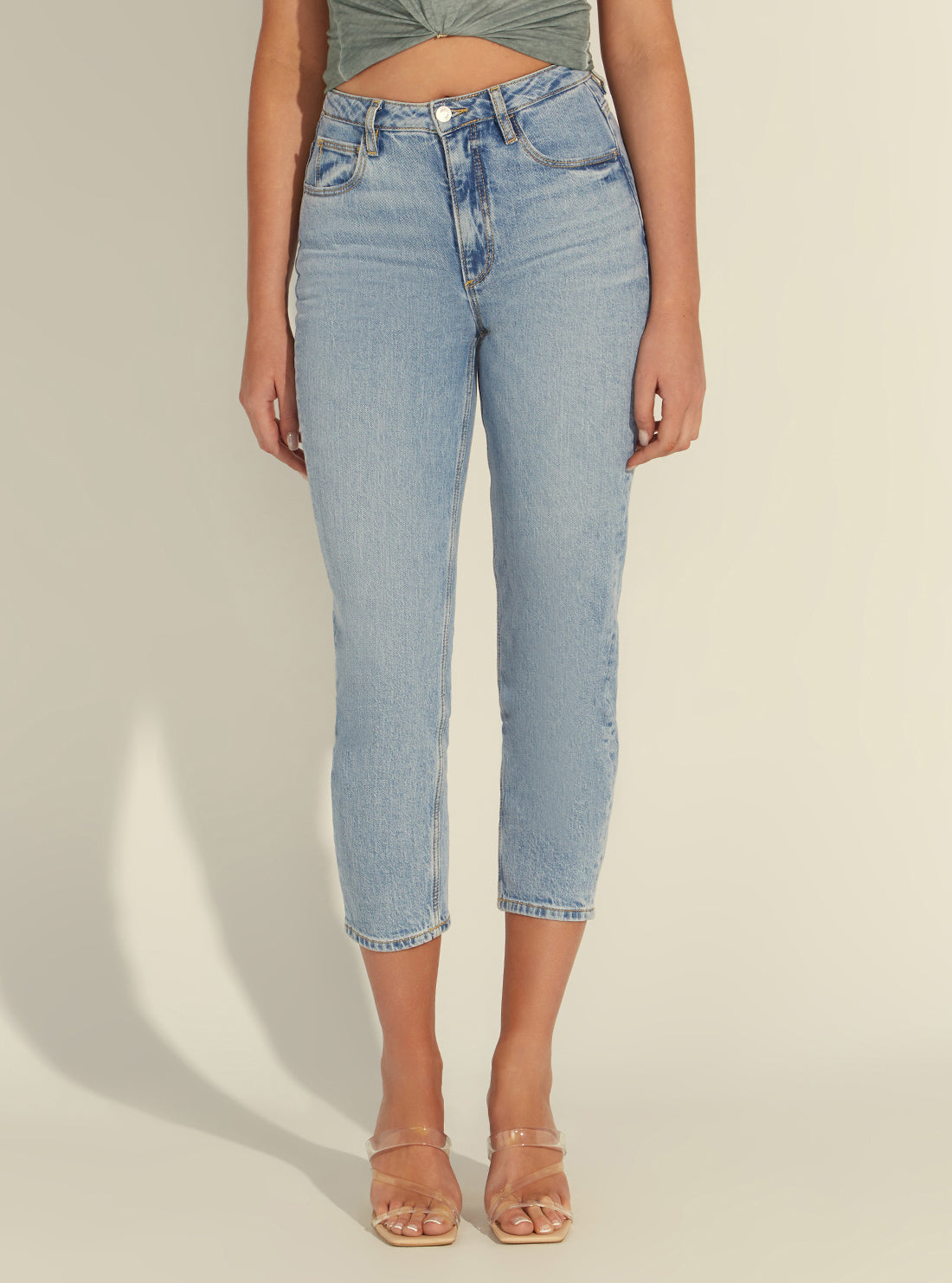 High-Rise Straight Leg Mom Denim Jeans In Authentic Light Wash