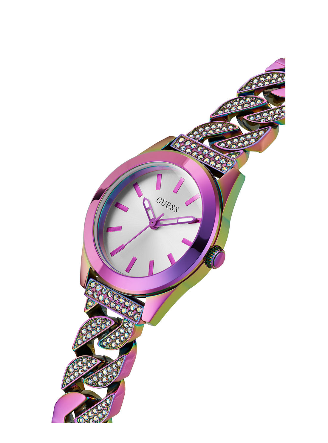 GUESS Women's Irridescent Serena Glitz Watch GW0546L3 Angle View