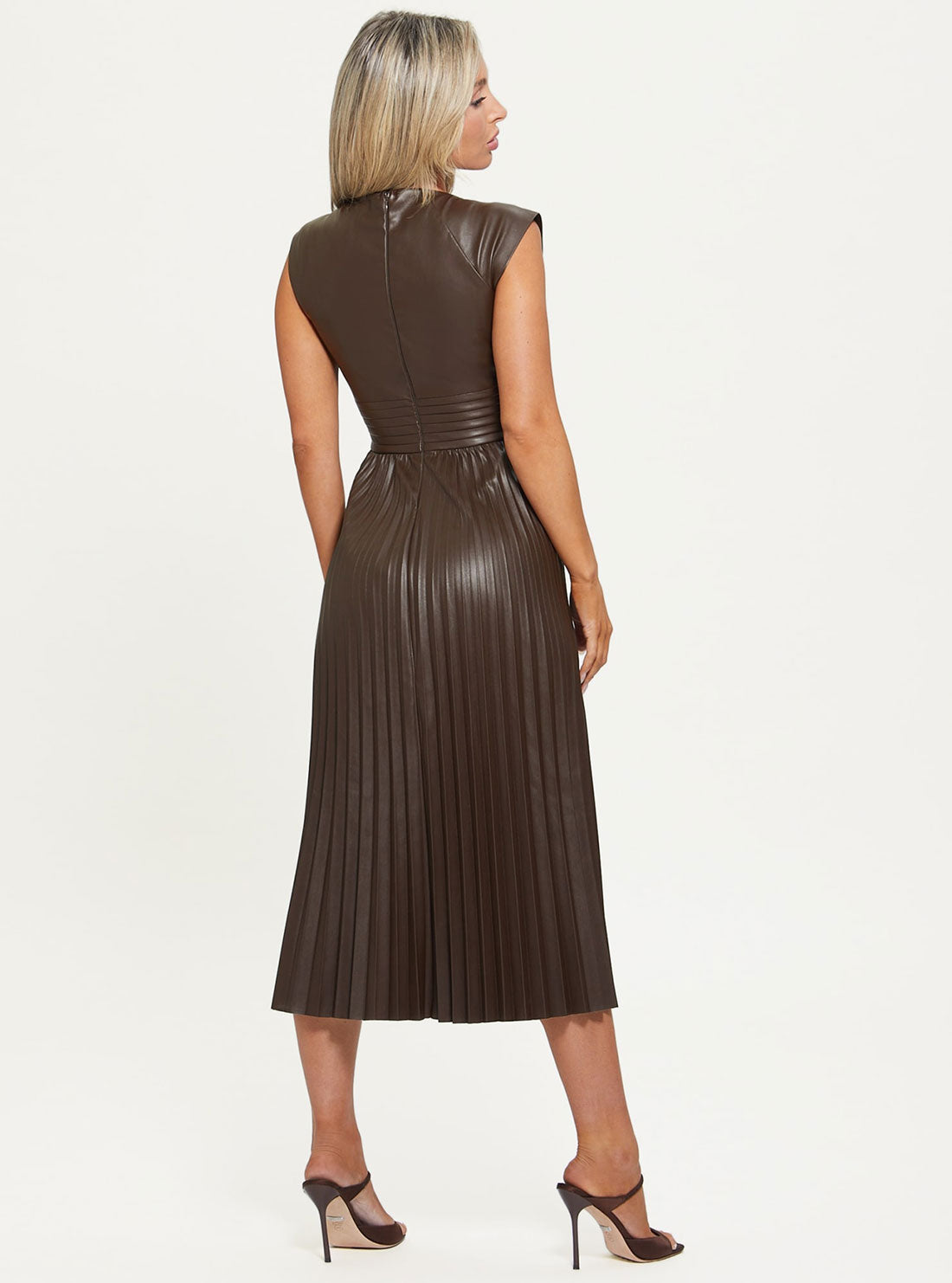 GUESS Women's Java Teri Faux Leather Midi Dress W2BK66WEVE0 Back View