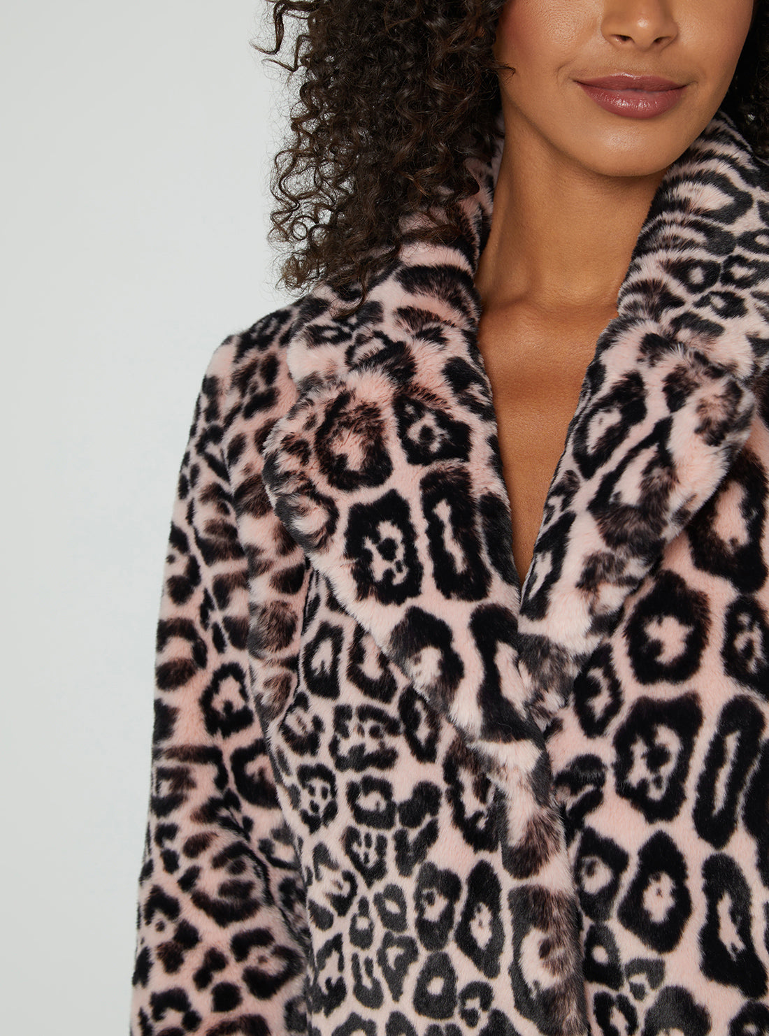GUESS Women's Leopard Pink Fatima Coat W2BL92WF2P0 Detail View