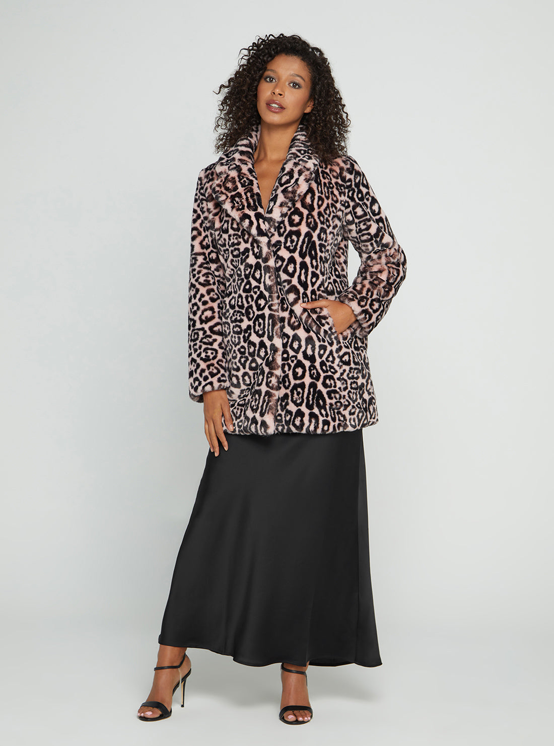GUESS Women's Leopard Pink Fatima Coat W2BL92WF2P0 Full View