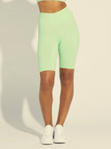 GUESS Women's Melon Green Evalyn Active Bike Shorts V2YD06MC04Z Front View