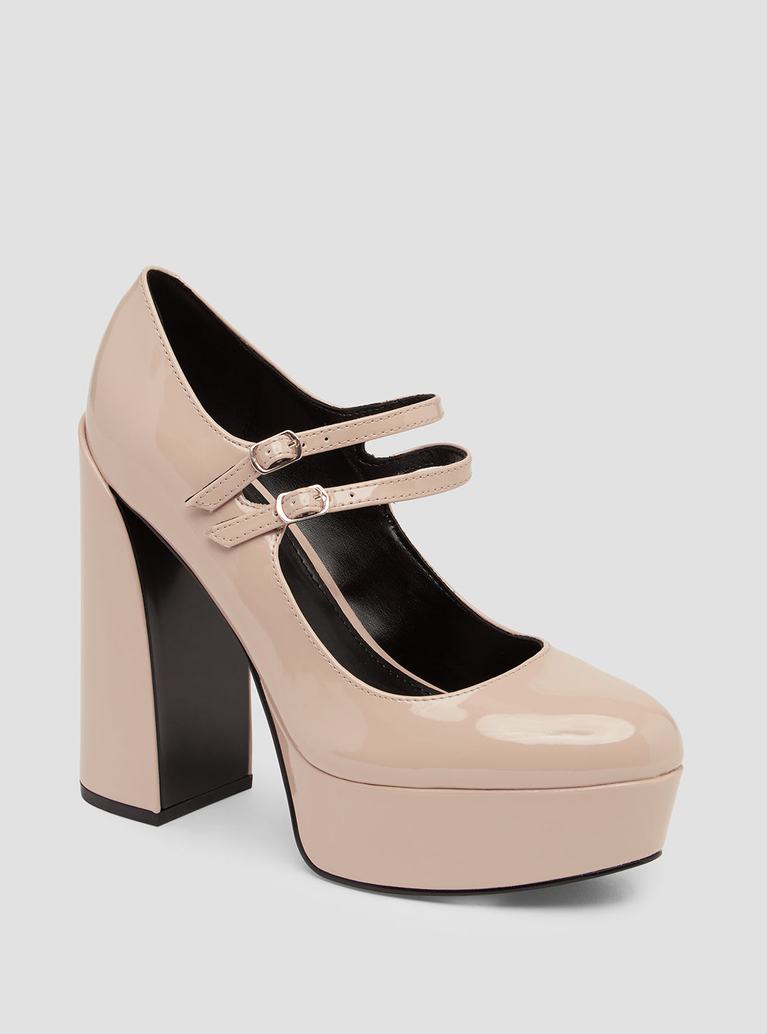 GUESS Women's Nude Patent Callyna Heels CALLYNA Front View