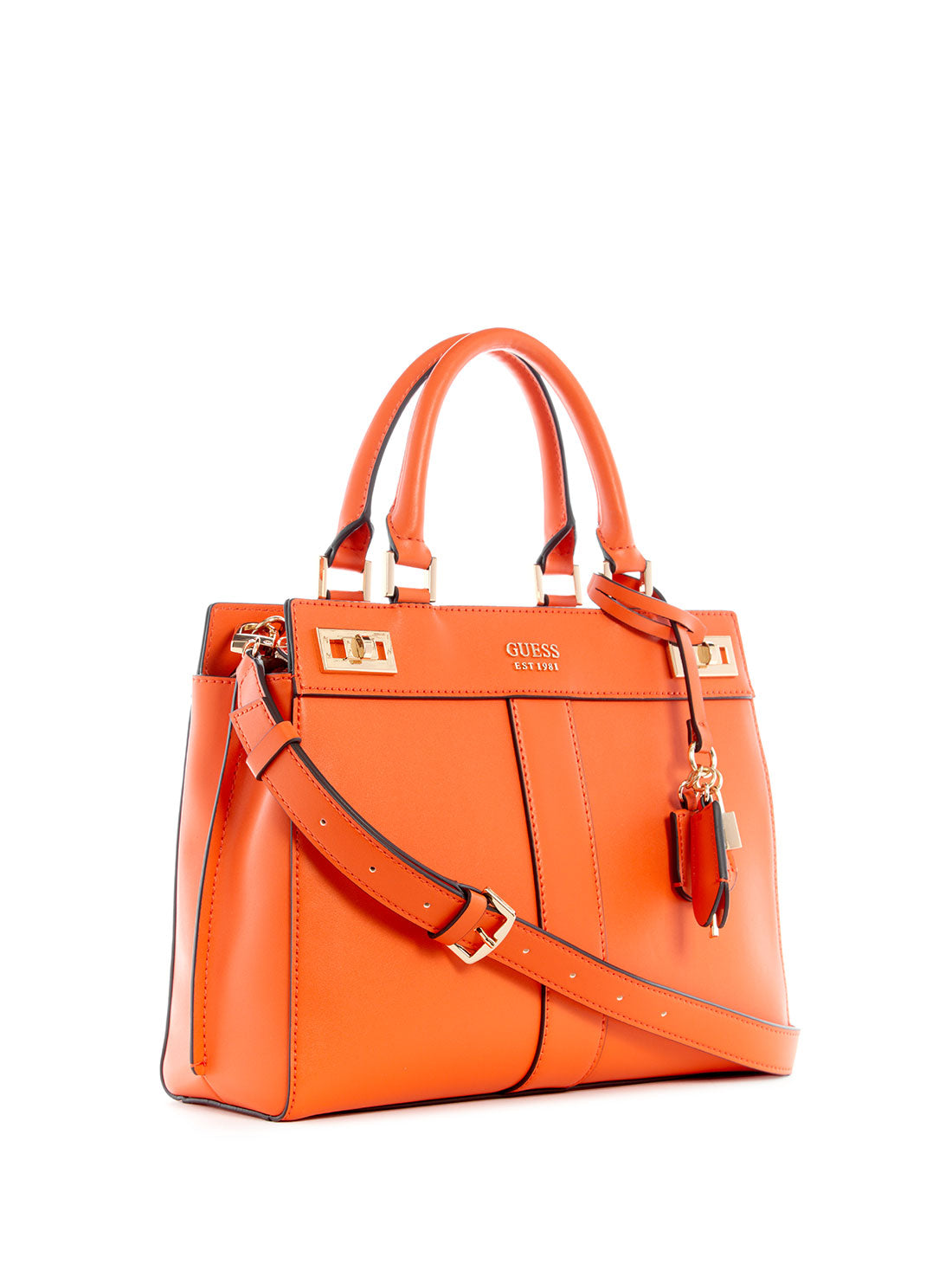GUESS Women's Orange Katey Luxury Satchel Bag VC787026 Front Side View