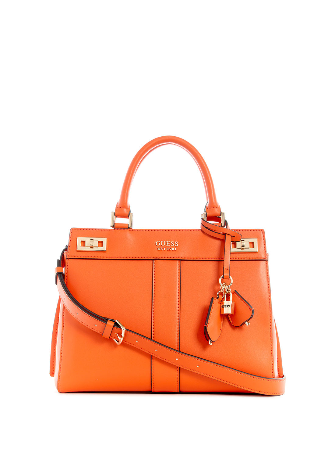 GUESS Women's Orange Katey Luxury Satchel Bag VC787026 Front View