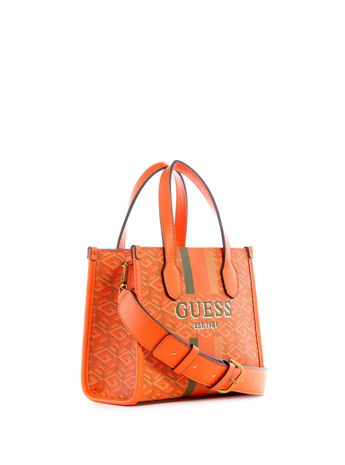 GUESS Women's Orange Logo Silvana Mini Tote Bag SC866577 Front Side View