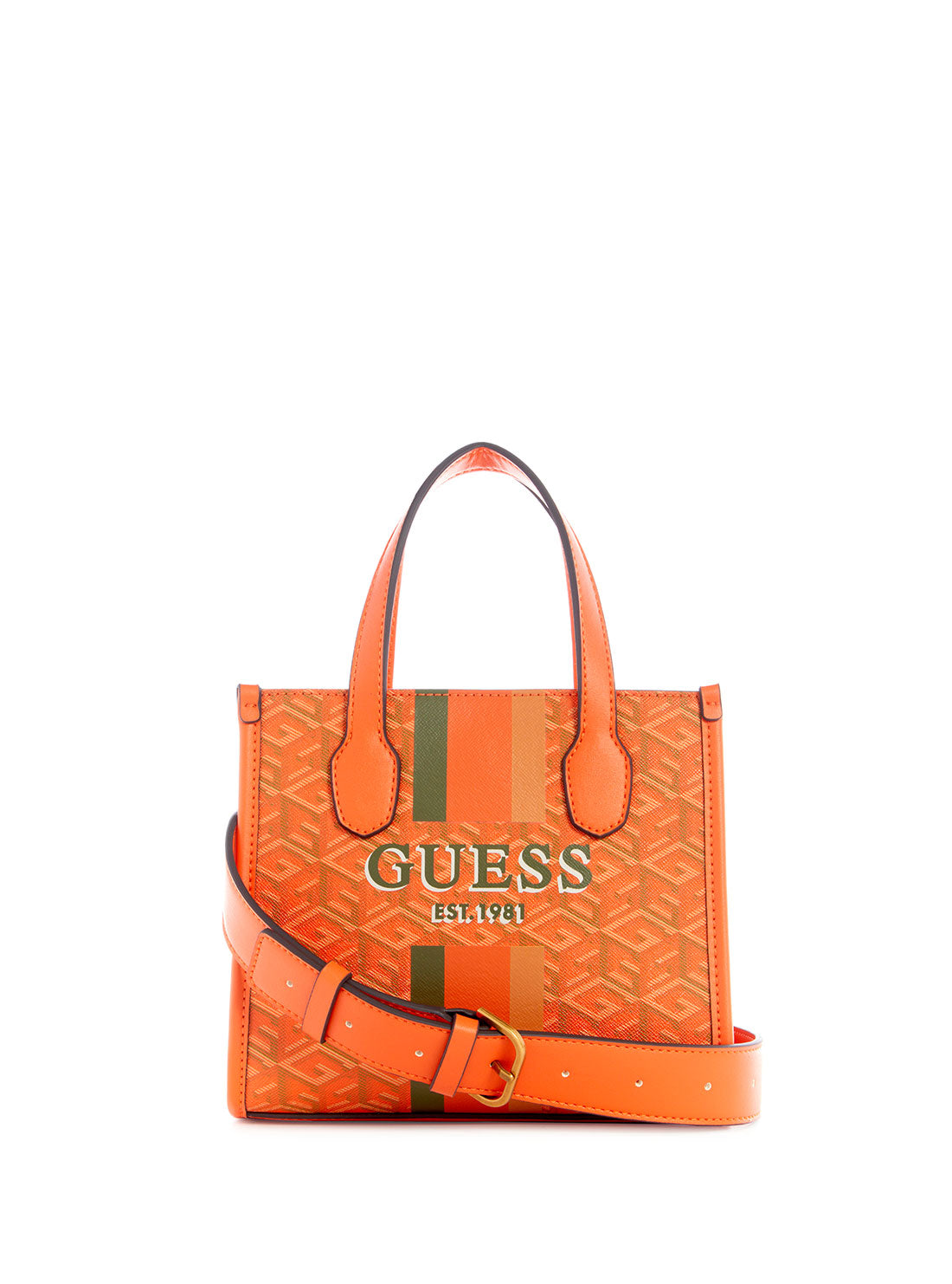 GUESS Women's Orange Logo Silvana Mini Tote Bag SC866577 Front View