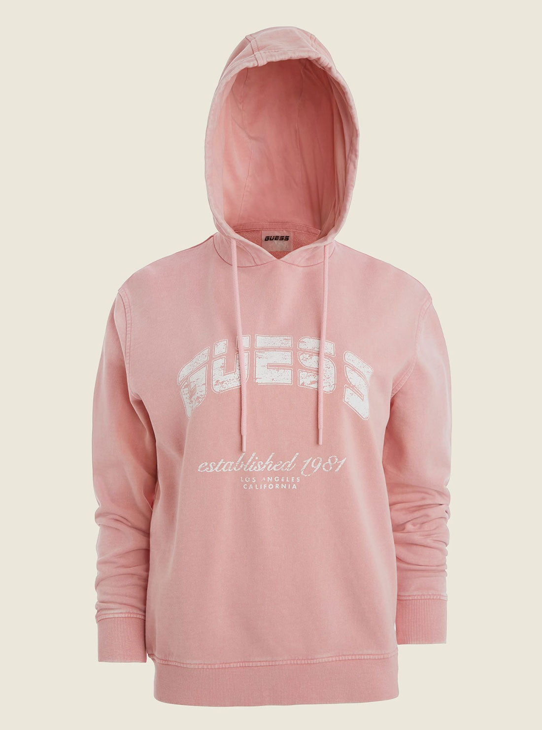 GUESS Women's Pink Bryony Active Logo Hoodie Jumper V2YQ02FL04D Ghost Front View