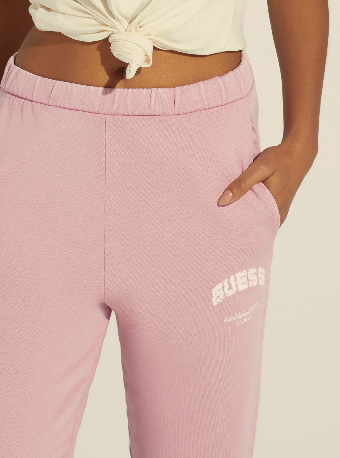 GUESS Women's Pink Bryony Active Logo Trackpants V2YB05FL04D Detail View