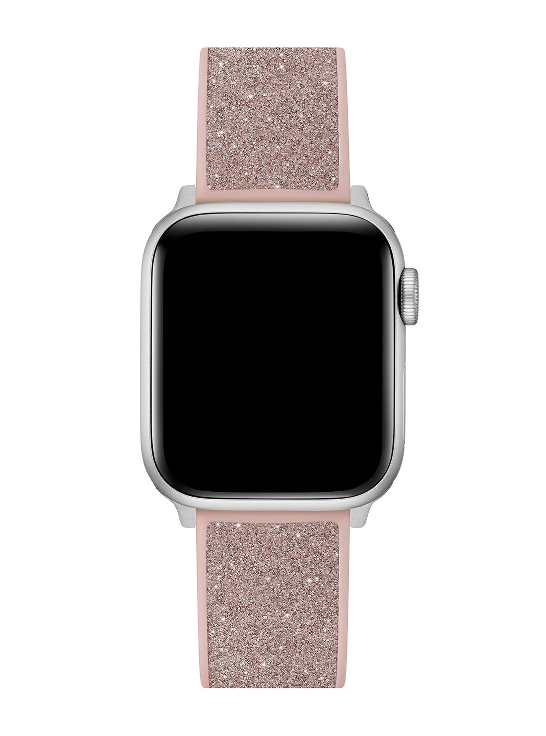 GUESS Women's Pink Glitz Flex Silicone Apple Watch Strap CS2004S2 Front View