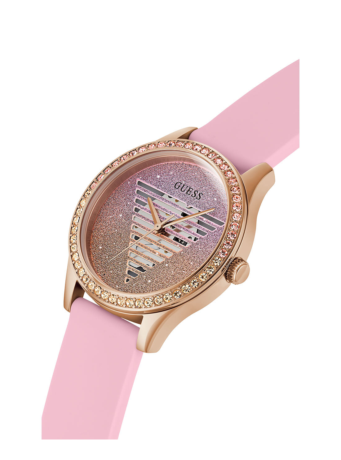 GUESS Women's Pink Lady Idol Silicone Watch GW0530L4 Angle View