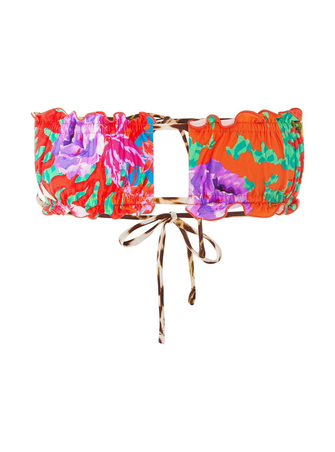 Positano Coral Flower String Bikini Top