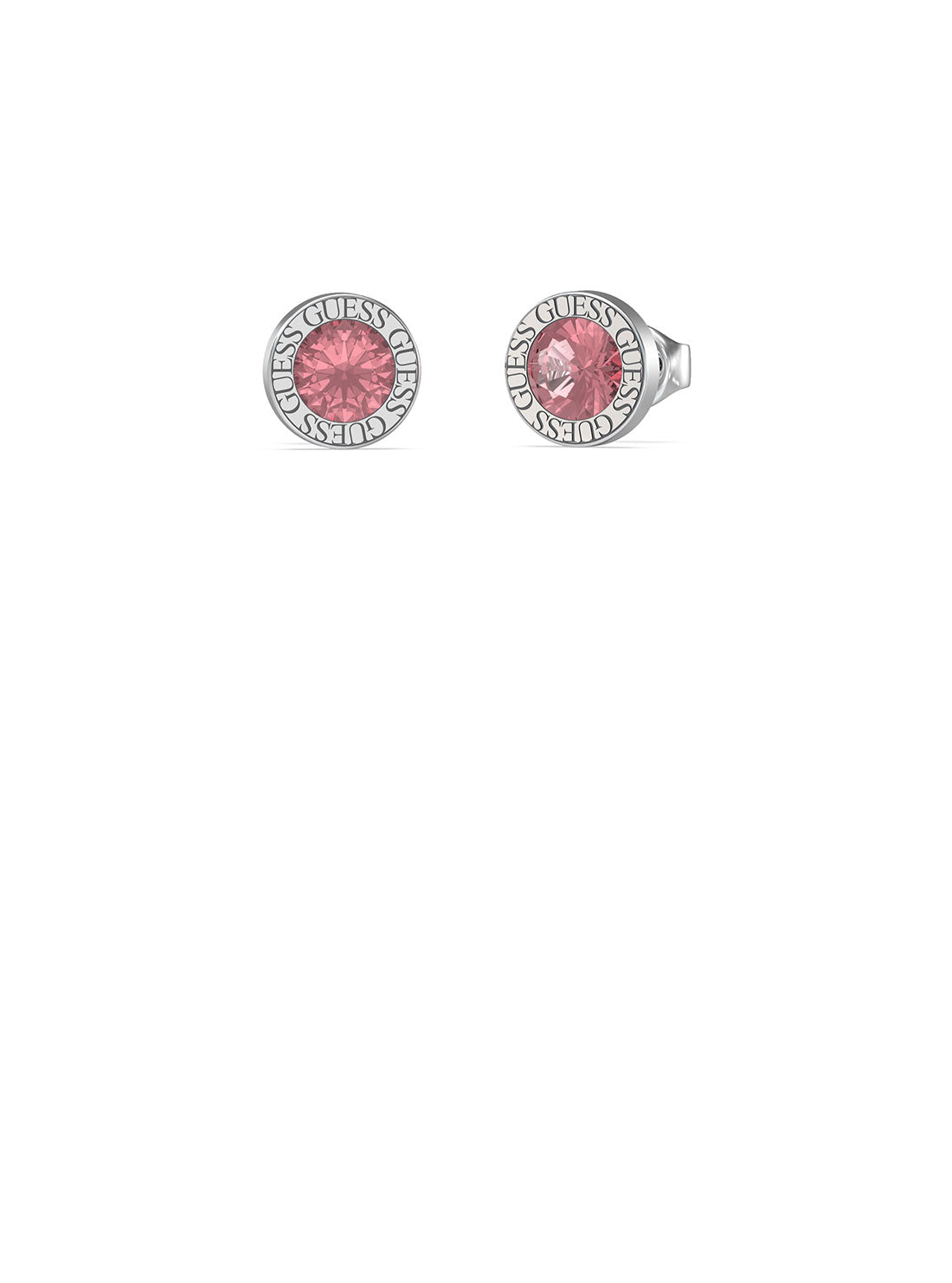 GUESS Women's Silver Colour My Day Fuchsia Earrings UBE02244JWRHPK Front View