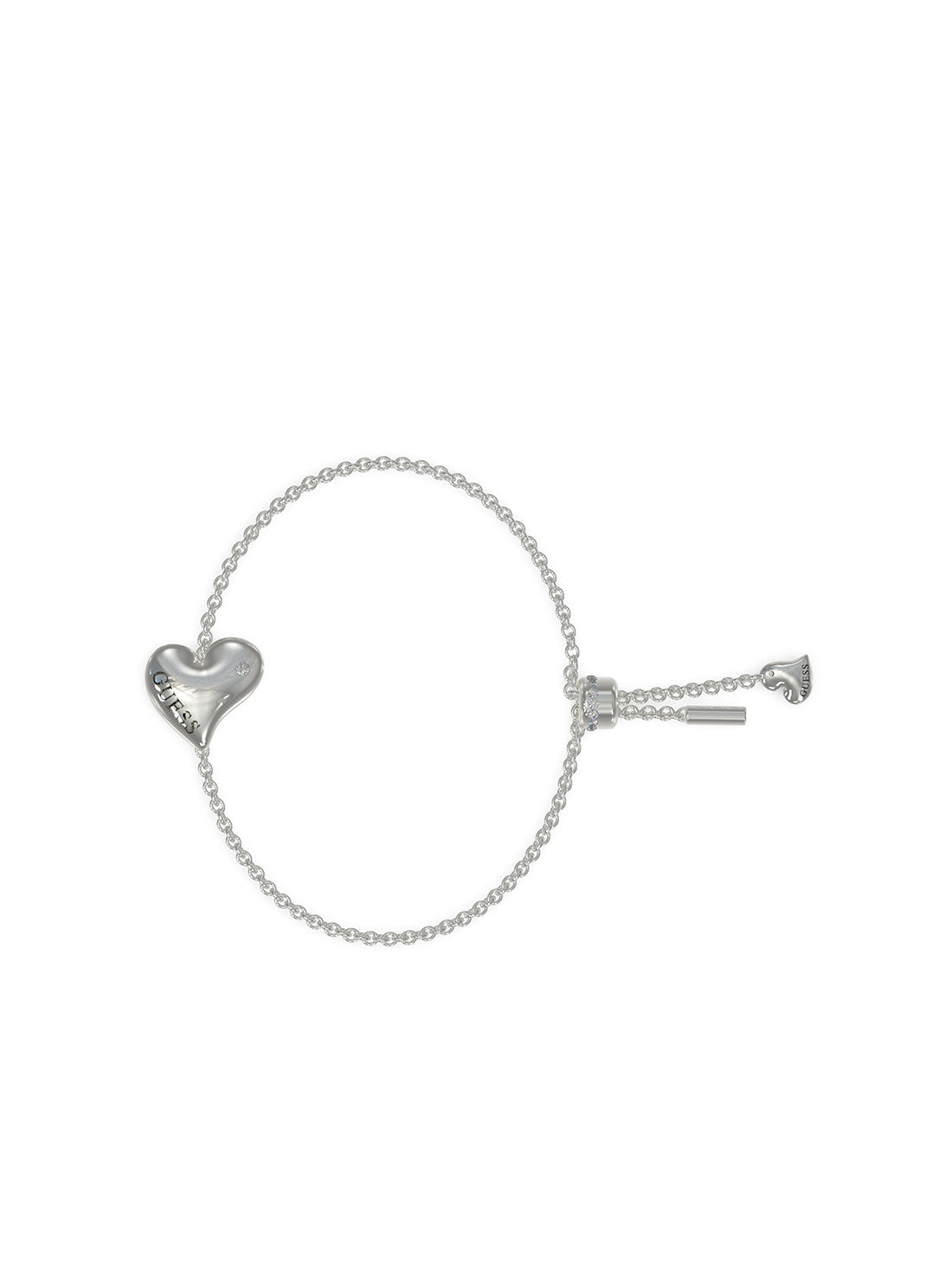 GUESS Women's Silver Fluid Hearts Logo Bracelet UBB02309JWRH Front View