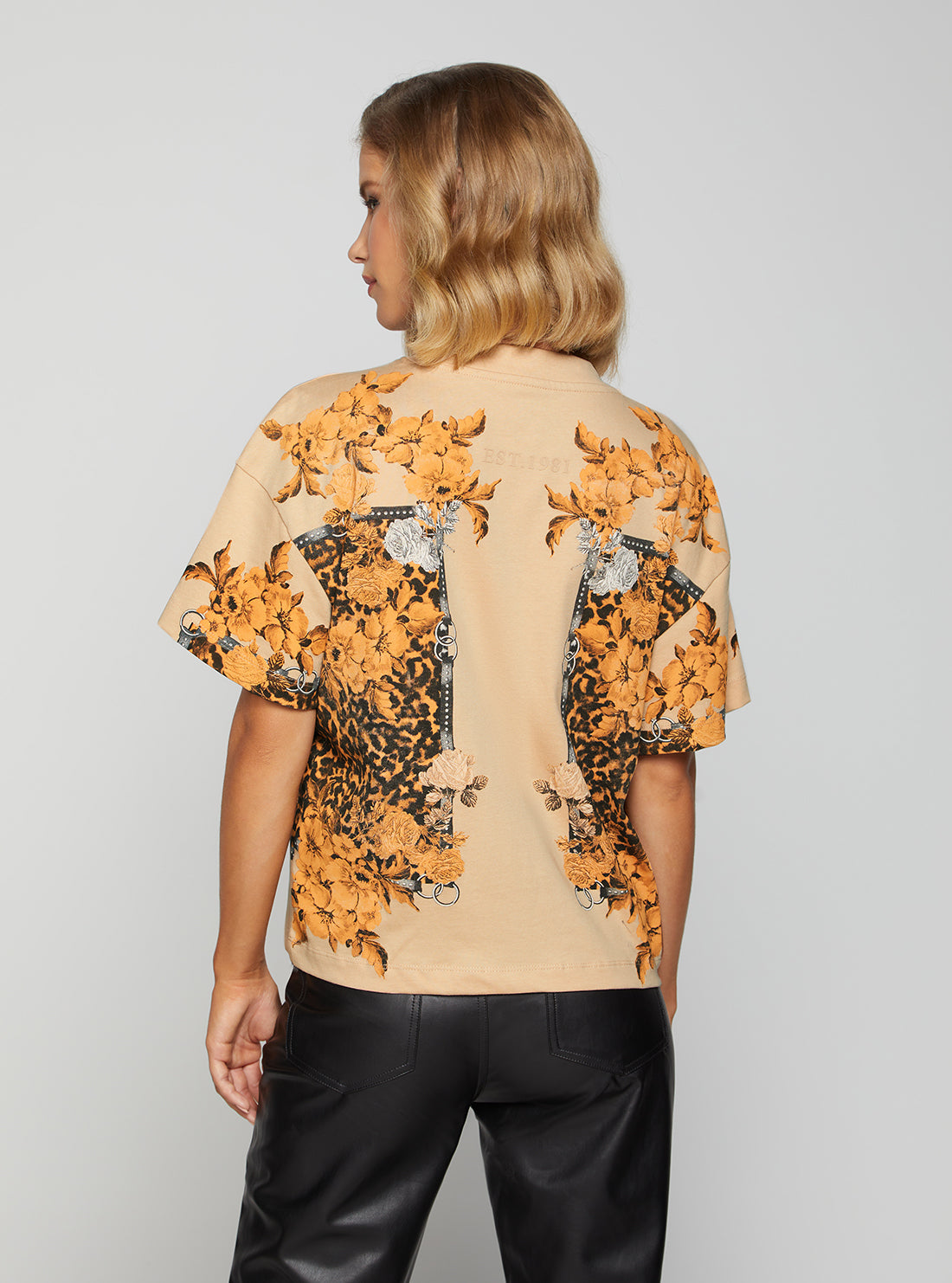 GUESS Women's Smooth Almond Ecaterina T-Shirt W2BI07K8FQ4 Back View