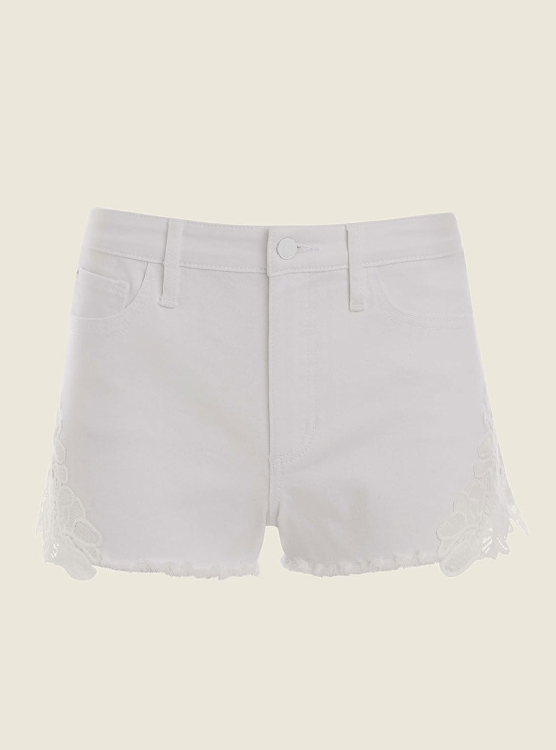 White 1981 Embroidered Denim Shorts