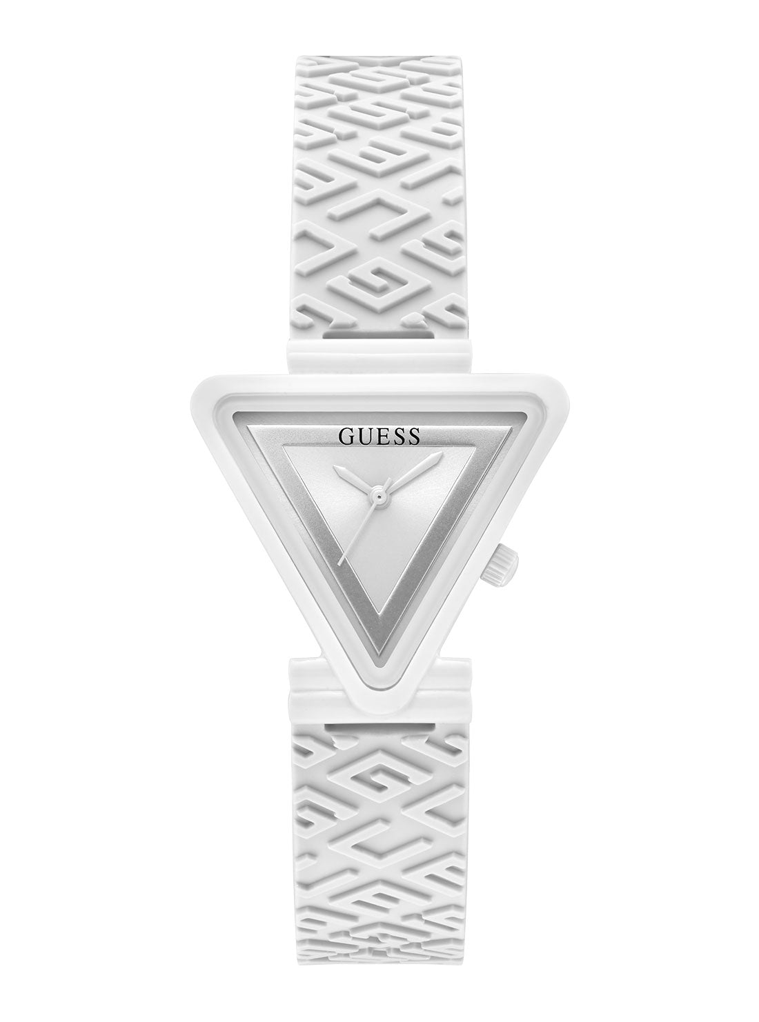 GUESS Women's White Fame Logo Silicone Watch GW0543L1 Front View