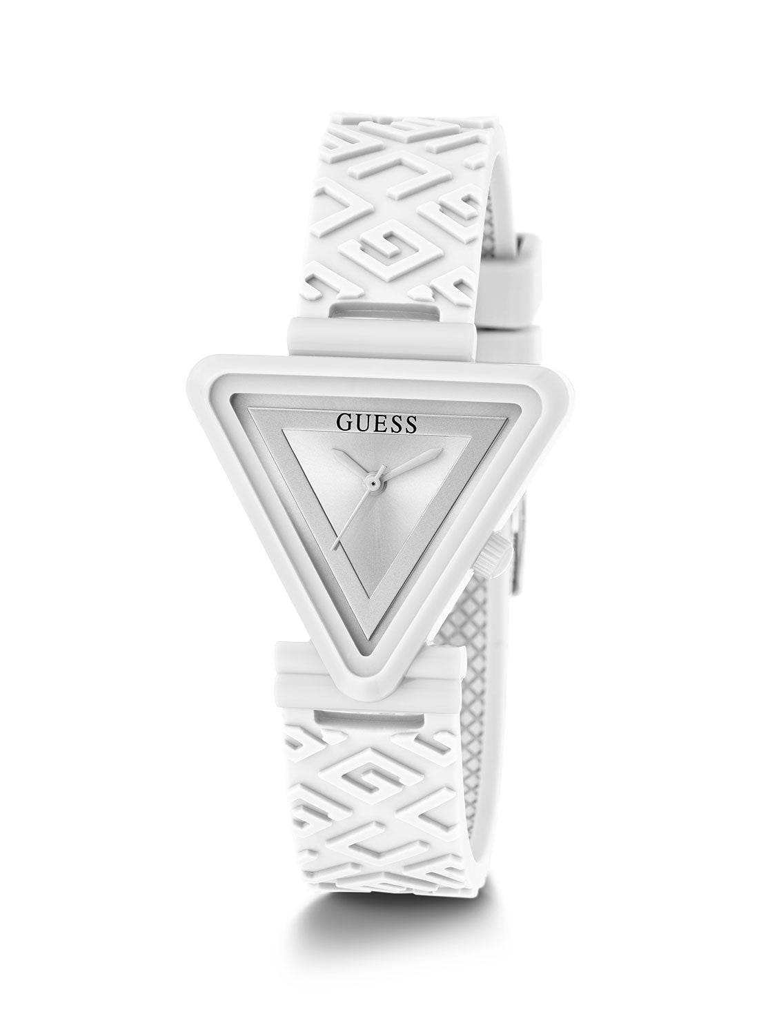 GUESS Women's White Fame Logo Silicone Watch GW0543L1 Full View