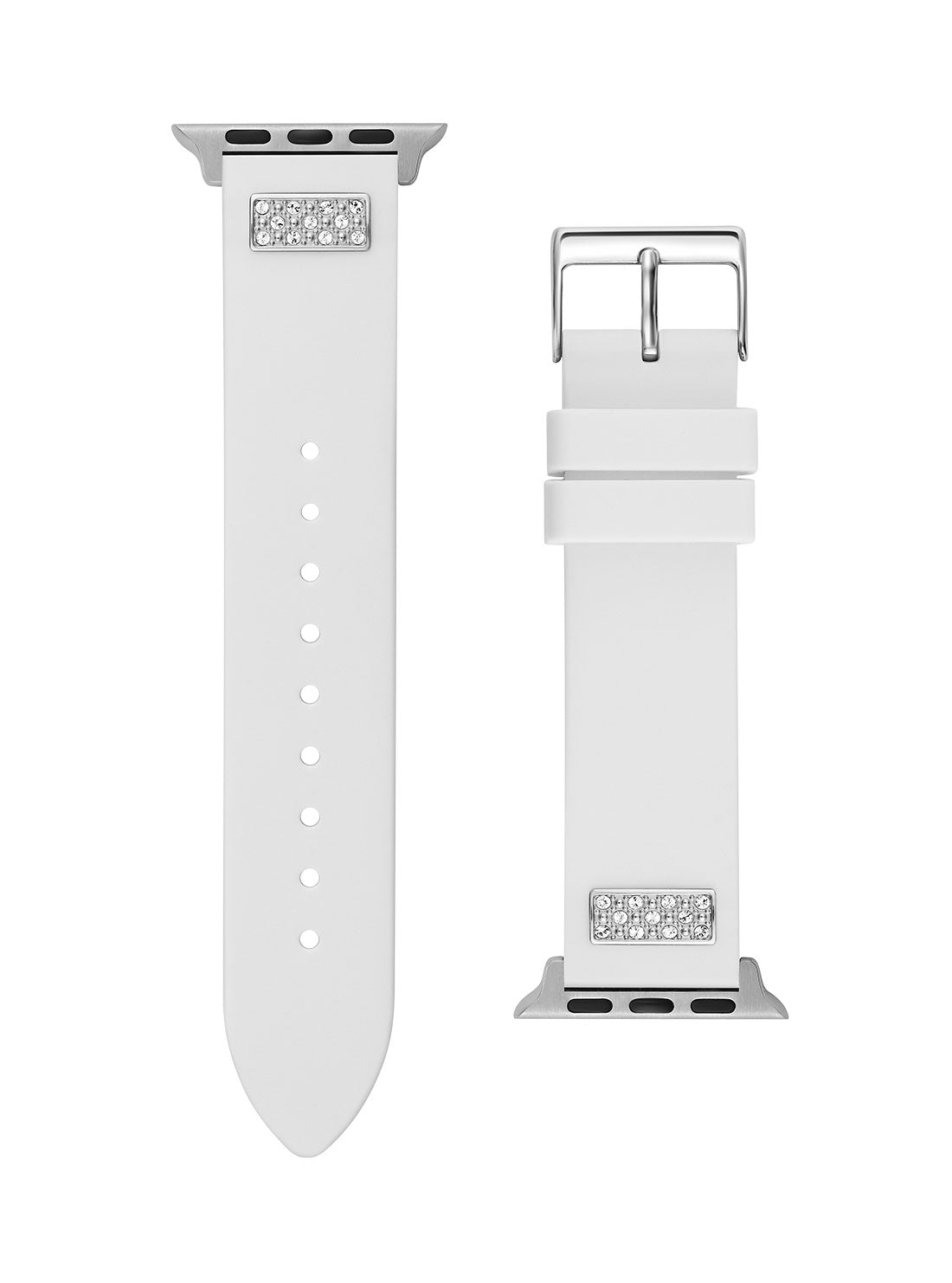 GUESS Women's White Frontier Silicone Crystal Apple Watch Strap CS2005S1 Back View