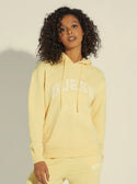 GUESS Women's Yellow Bryony Active Logo Hoodie Jumper V2YQ02FL04D Front View