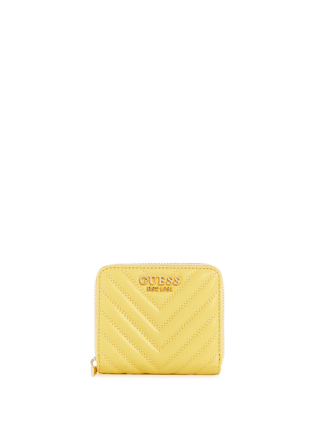 GUESS Women's Yellow Keillah Quilted Small Wallet QG869037 Front View