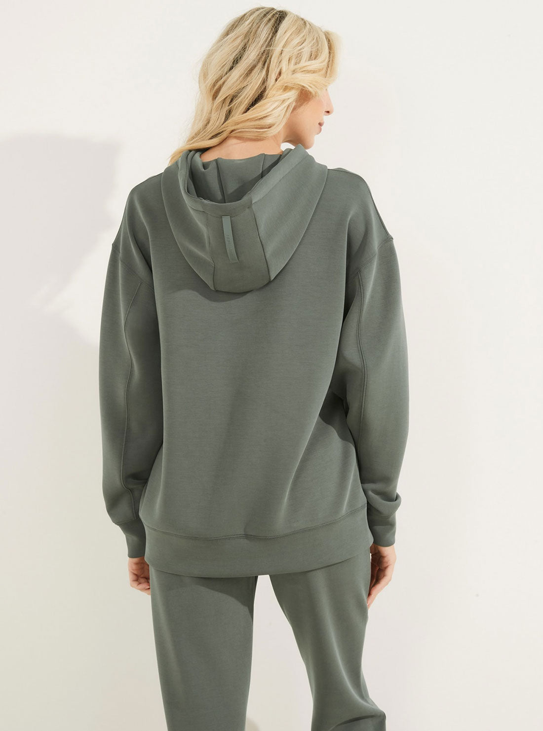 GUESS Womens  Eco Ash Green Effie Active Hoodie V2GQ06KAYM2 Back View