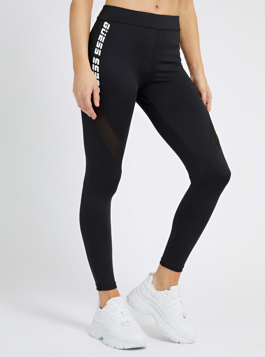 GUESS Womens  Eco Black Angelica Active Leggings V2RB19MC03W Front View
