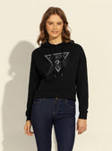GUESS Womens Black Iconic Logo Hoodie Jumper W2RQ07K68I0 Front View