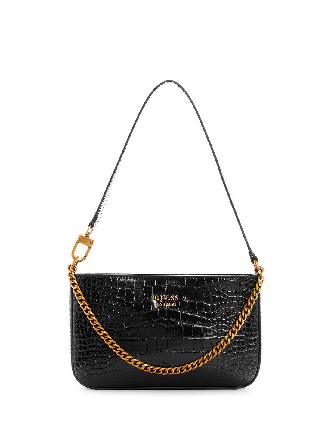 Black Katey Croco Mini Shoulder Bag