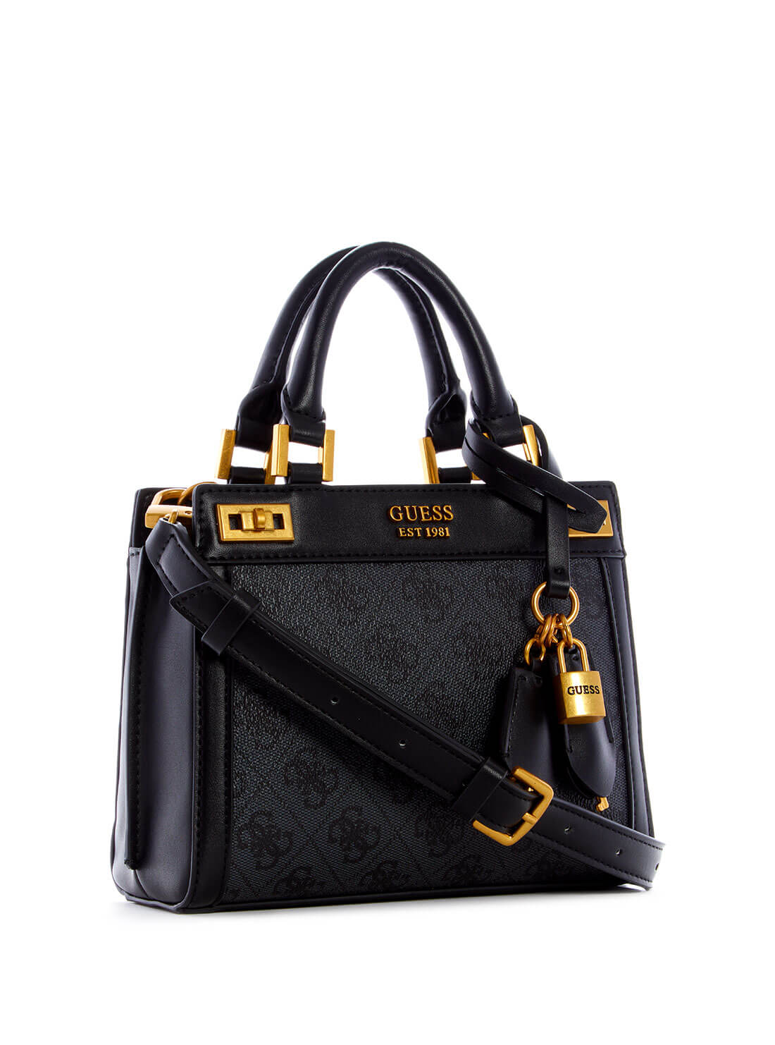 GUESS Womens Coal Black Katey Quattro G Mini Satchel XA787073 Side View