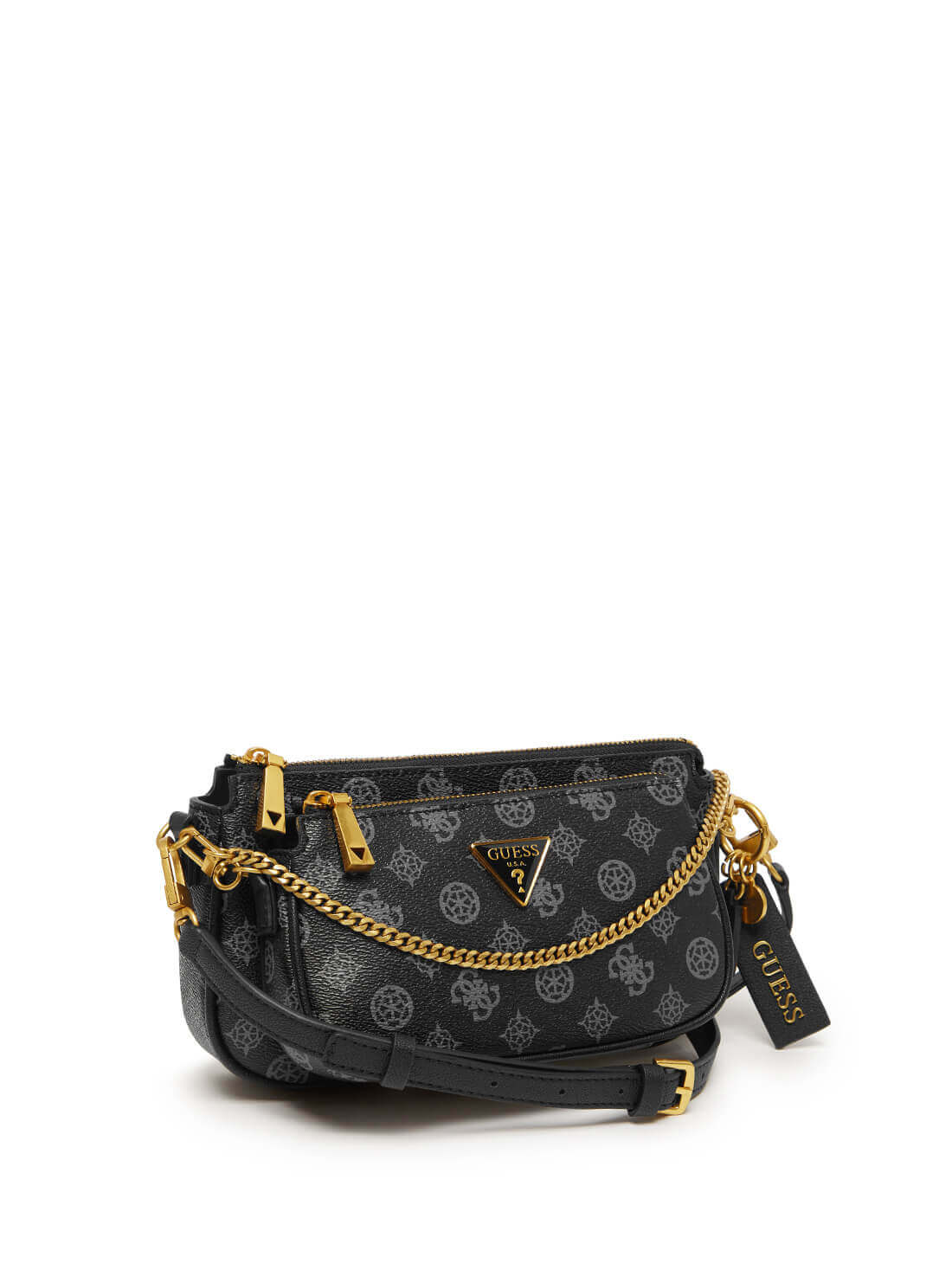 GUESS Womens  Black Logo Arie Crossbody Bag PA788570 Front Back View