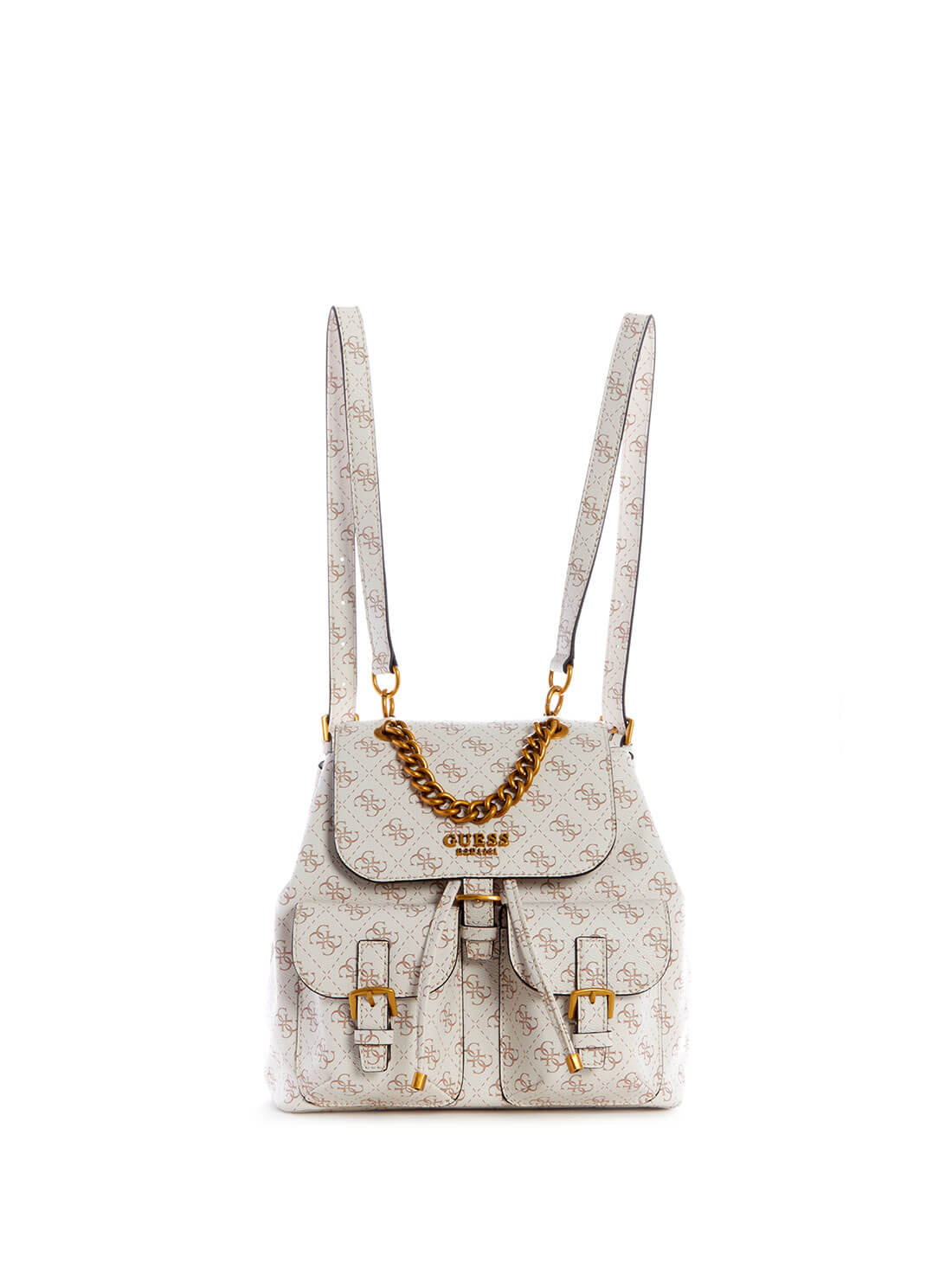 GUESS Womens Cream Multi No Limit Logo Backpack SB848632 Front View