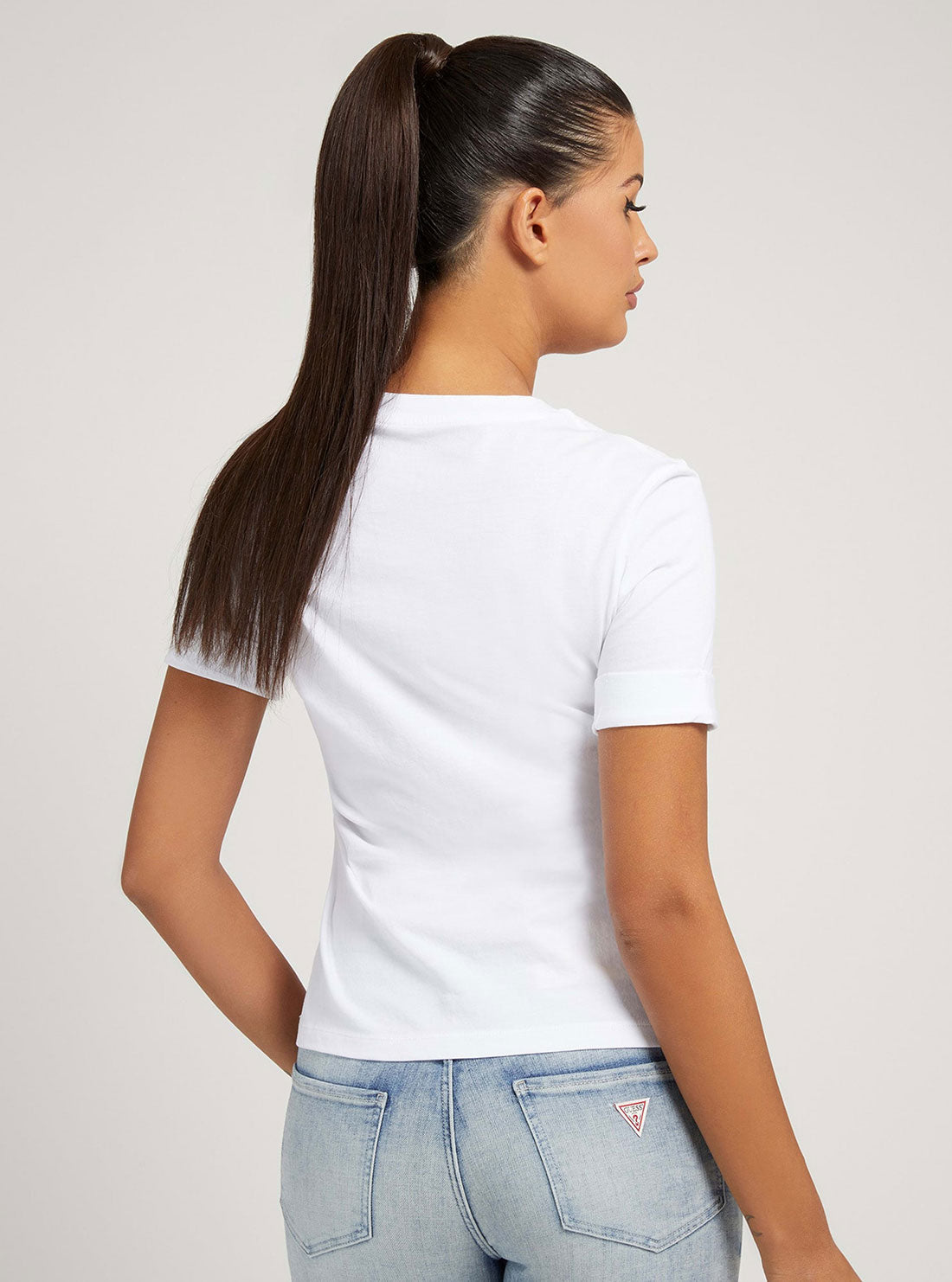 GUESS Womens Eco White Graphic Bellavita T-Shirt W2GI50JA911 Back View
