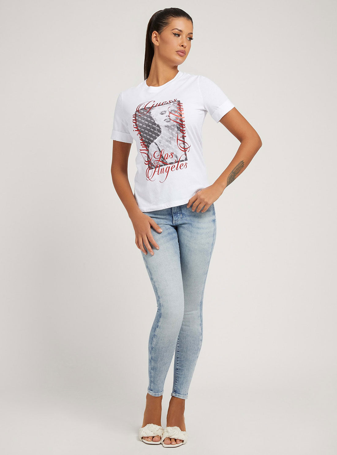 GUESS Womens Eco White Graphic Bellavita T-Shirt W2GI50JA911 Full View