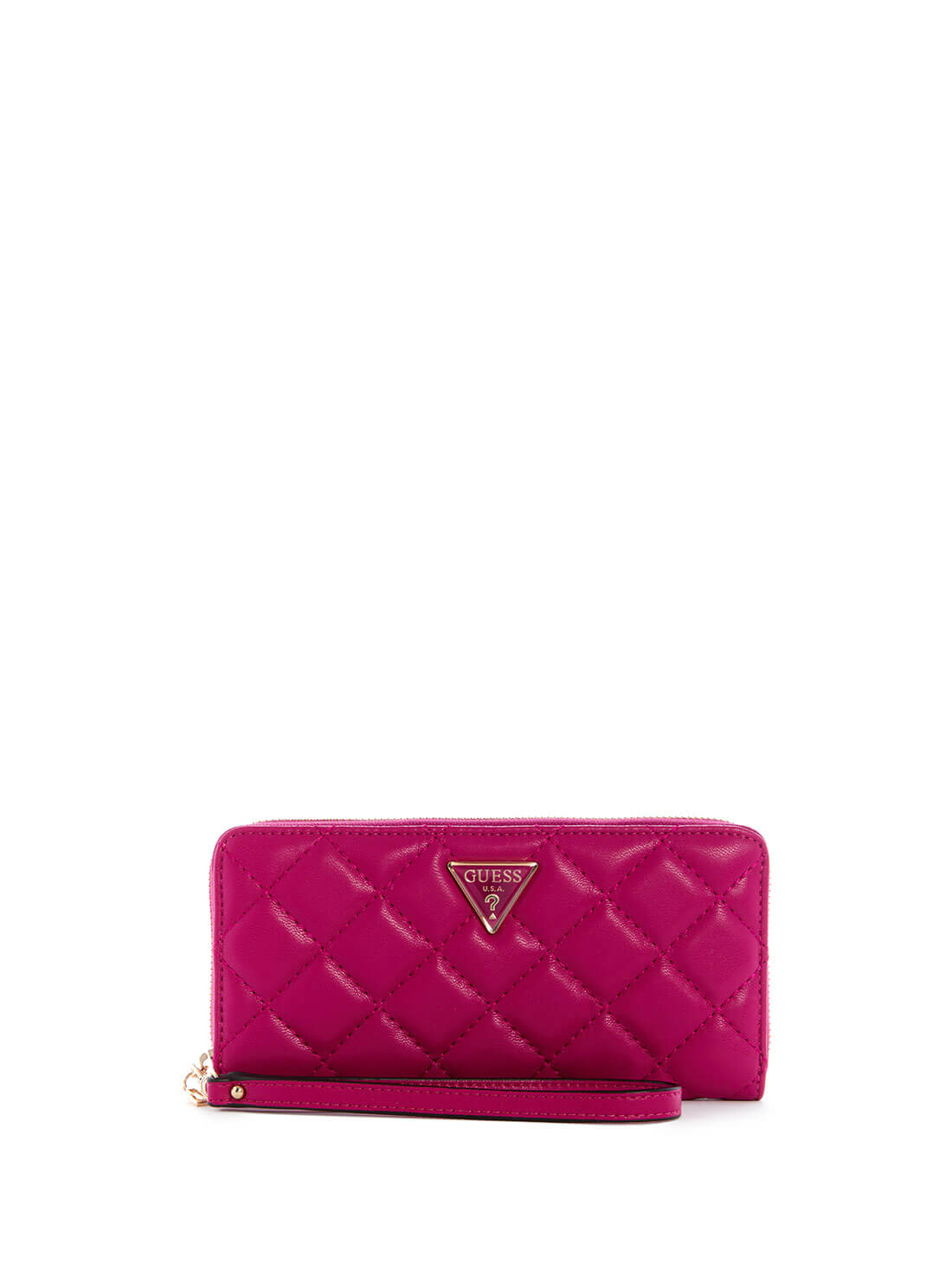 GUESS Womens Fuchsia Pink Cessily Quilted Large Wallet QG767946 Front View