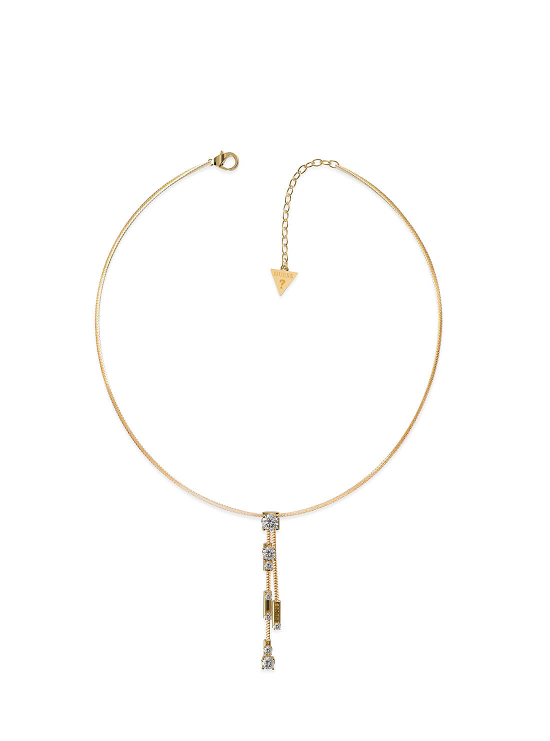 Gold Crystal Drop Chain Necklace