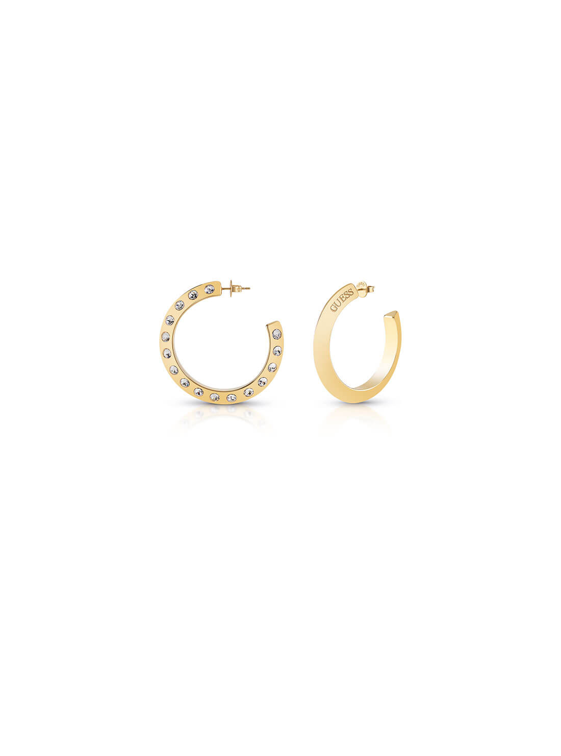 GUESS Womens  Gold Crystal Hoop Earrings UBE01498JWYG Front View