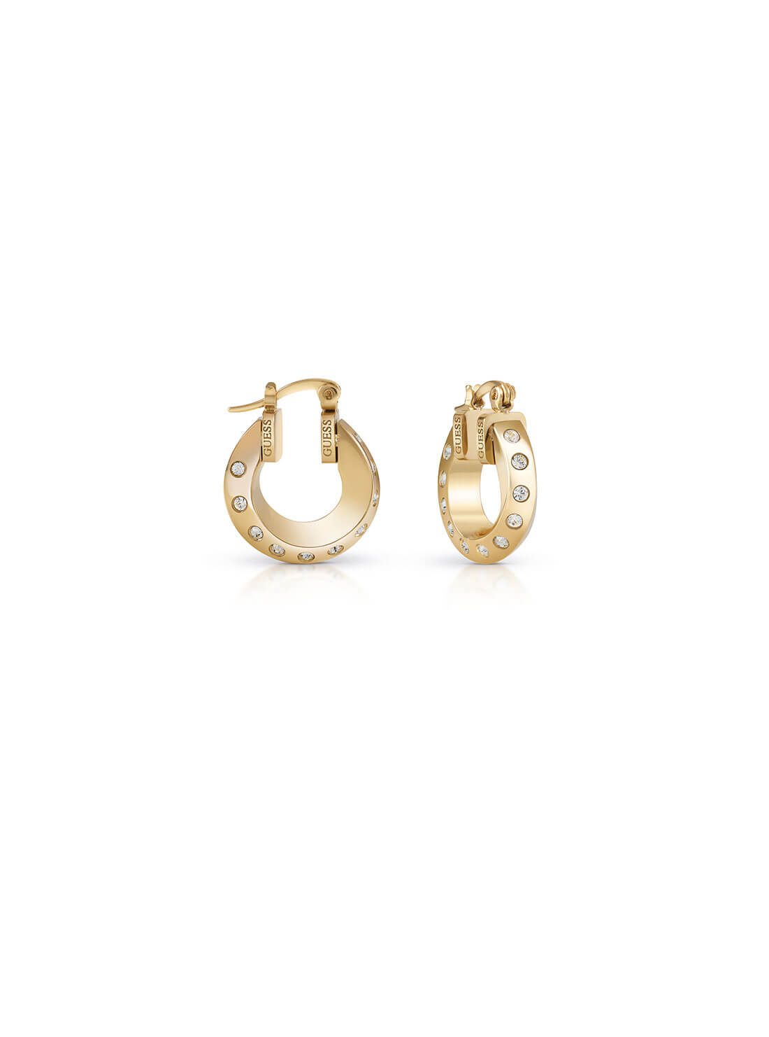 Gold Crystal Logo Hoop Earrings