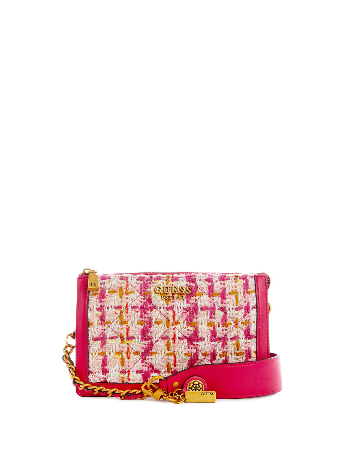 GUESS Womens Hot Pink Abey Multi Compartment Shoulder Bag TH855872 Front View