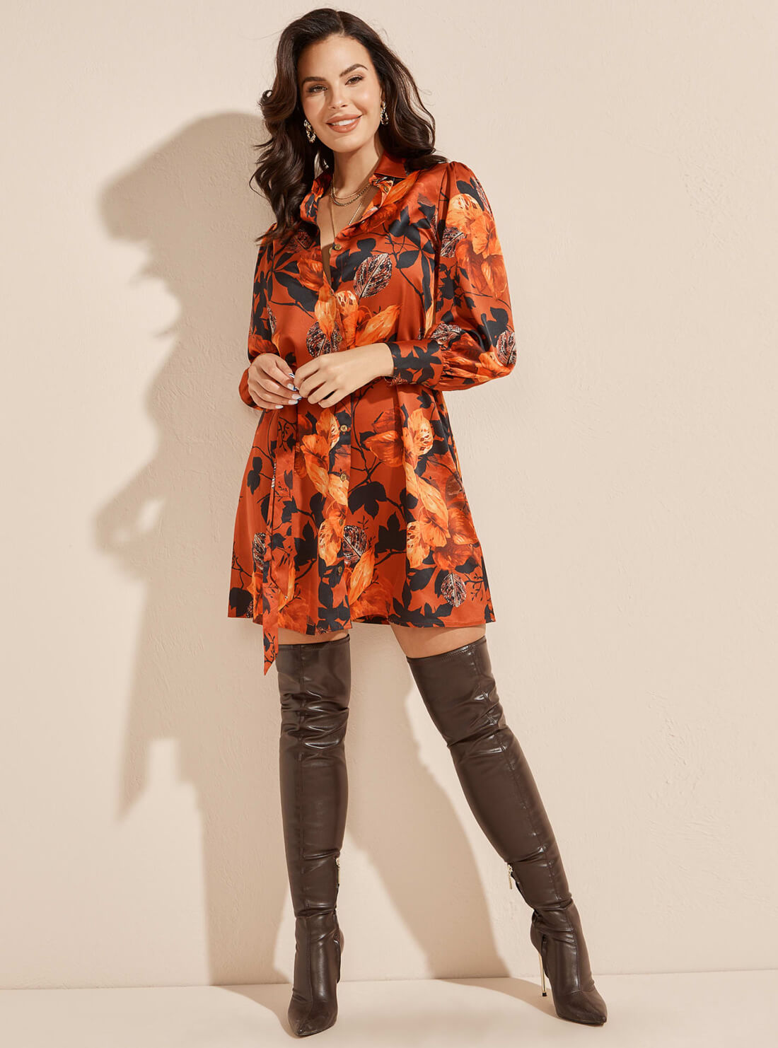 GUESS Womens  Marciano Print Swoon Shirt Mini Dress 2RGK077099Z Full View