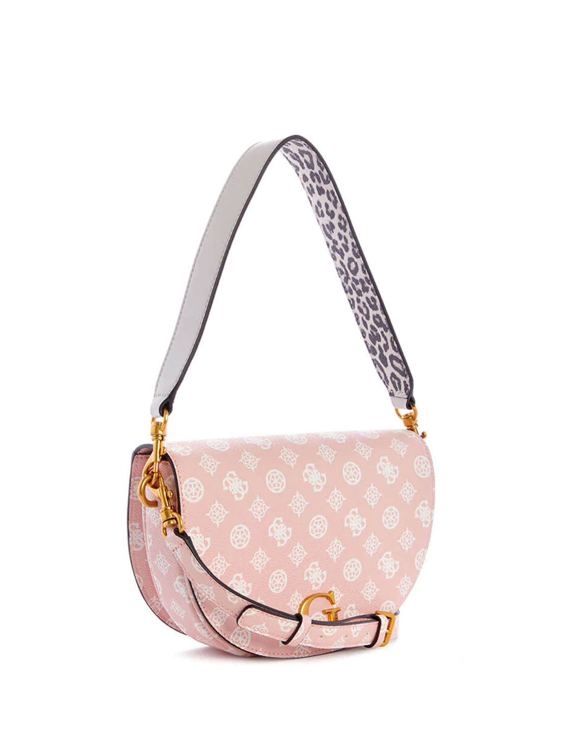 GUESS Womens  Pink Danna Logo Saddle Bag PA842019 Front Side View
