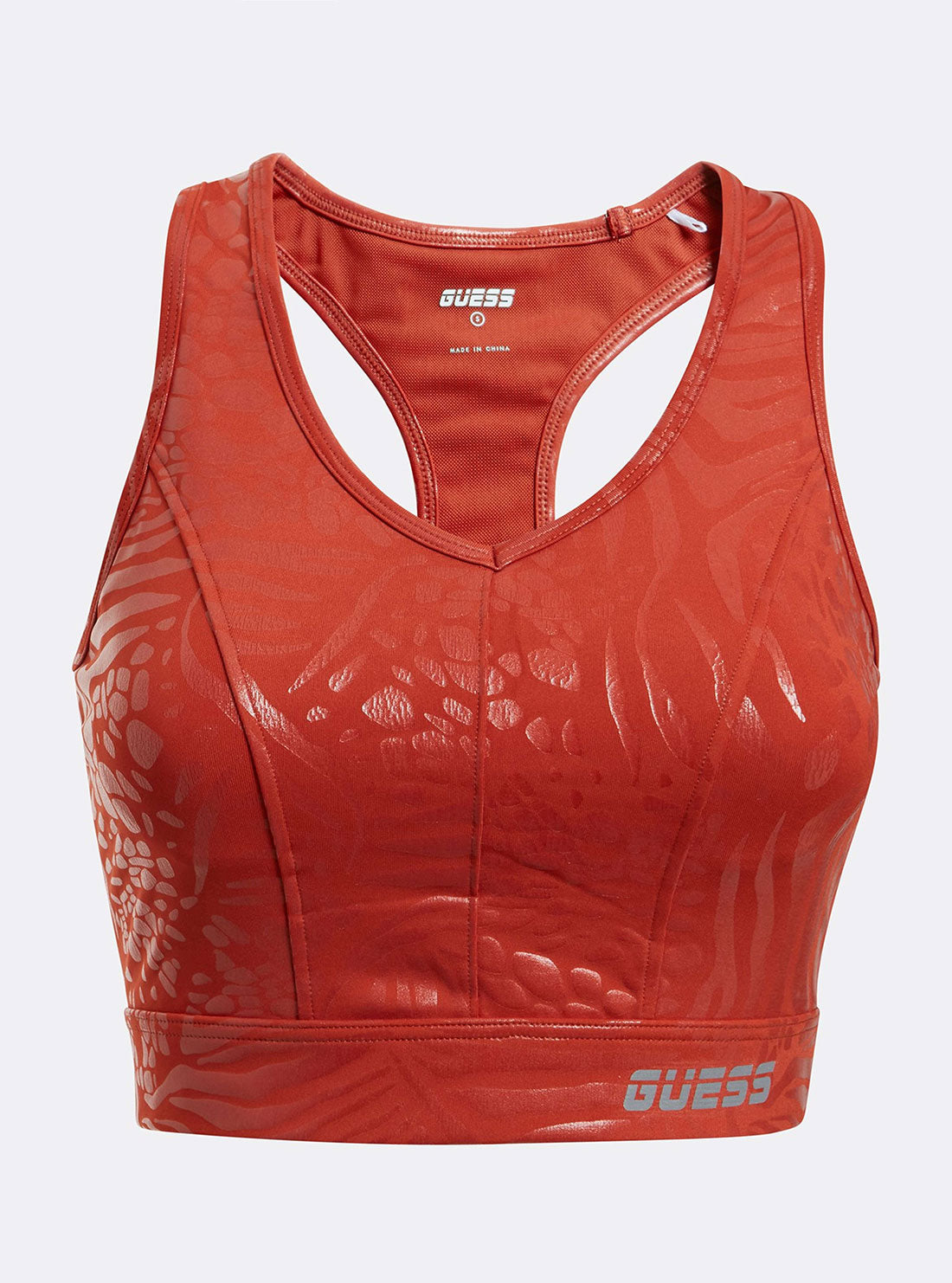 GUESS Womens  Red Deborah Active Bra V2GP03MC04X Ghost Front View